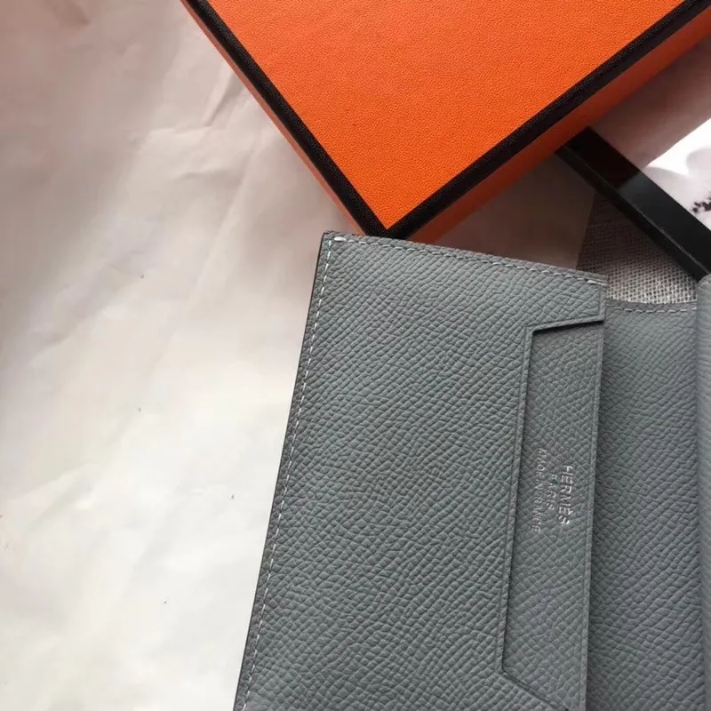 Hermes Bearn Mini Peněženka v modré kůži Epsom
