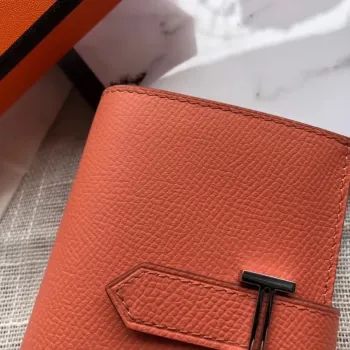 Hermes Bearn Mini Peněženka v kůži Epsom Crevette