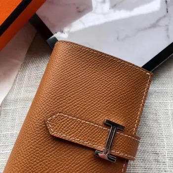 Hermes Bearn Mini Peněženka ve zlaté barvě z Epsom kůže