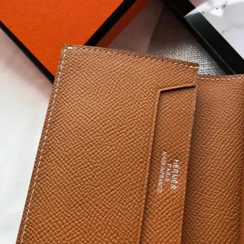 Hermes Bearn Mini Peněženka ve zlaté barvě z Epsom kůže