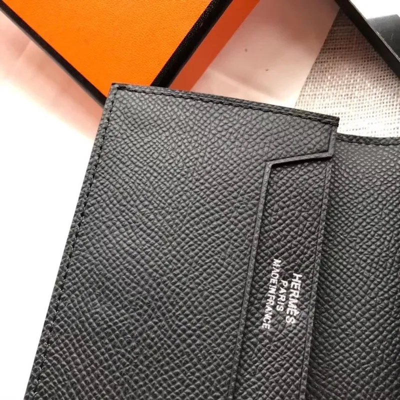 Hermes Bearn Mini Peněženka v černé Epsom kůži