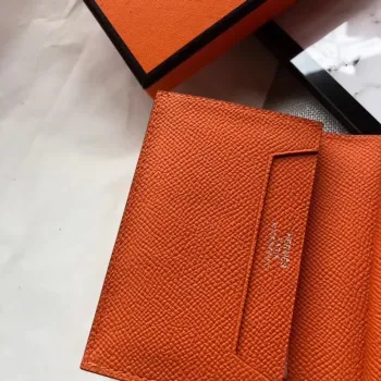 Hermes Bearn Mini Peněženka v oranžové kůži Epsom