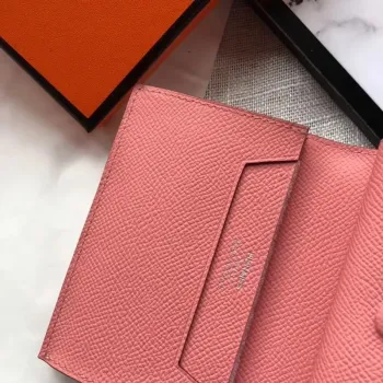 Hermes Bearn Mini Wallet v růžovém konfetu z Epsom kůže