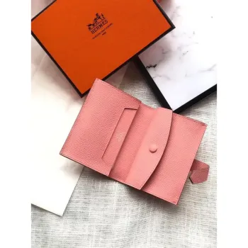 Hermes Bearn Mini Wallet v růžovém konfetu z Epsom kůže