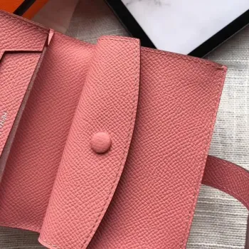 Hermes Bearn Mini Wallet v růžovém konfetu z Epsom kůže