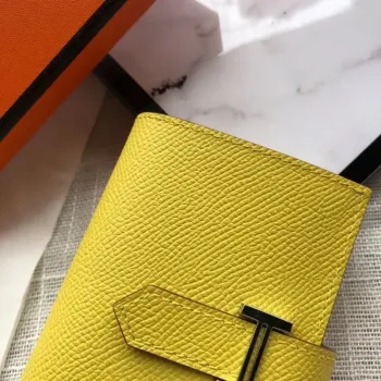 Hermes Bearn Mini Peněženka v žluté Epsom kůži