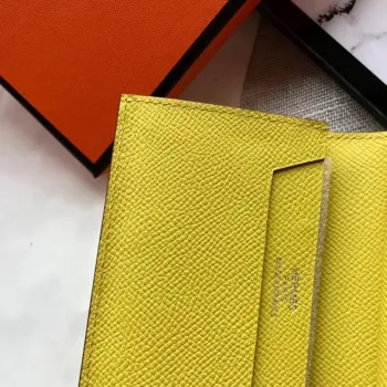 Hermes Bearn Mini Peněženka v žluté Epsom kůži