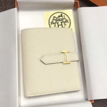 Hermes Bearn Kompaktní Peněženka v Bílé Epsom Kůži