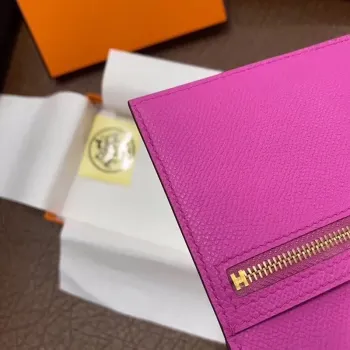 Hermes Bearn Kompaktní Peněženka v Magnolia Epsom Kůži