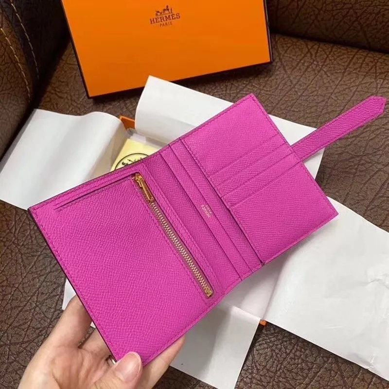 Hermes Bearn Kompaktní Peněženka v Magnolia Epsom Kůži