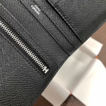 Hermes Bearn Kompaktní Peněženka v Černé Epsom Kůži