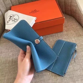 Hermes Blue Jean Dogon Duo Kombinovaná Peněženka