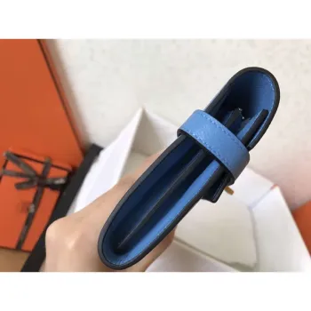 Kelly Classic Dlouhá Peněženka v Modrém Džínovém Epsom Kůži