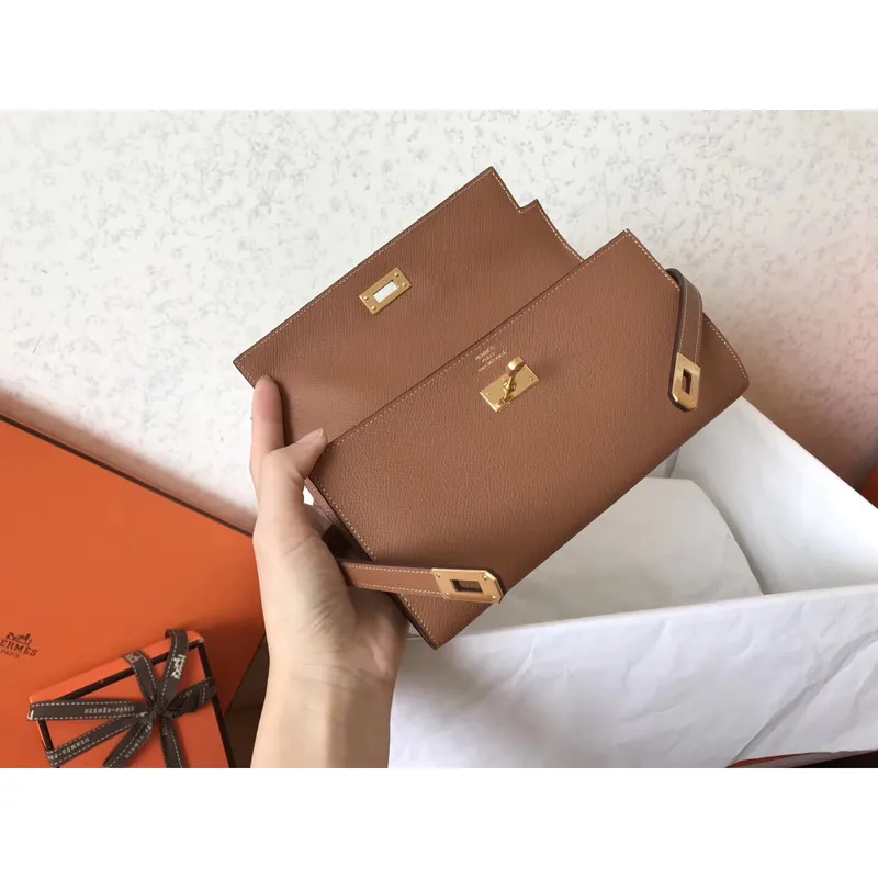 Kelly Classic Dlouhá Peněženka v Hnědé Epsom Kůži