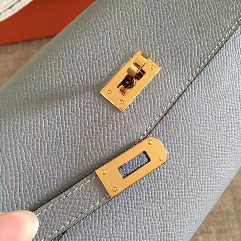 Kelly Classic Dlouhá Peněženka v Kůže Epsom Ciel