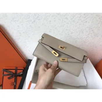 Kelly Classic Dlouhá Peněženka v Šedé Epsom Kůži