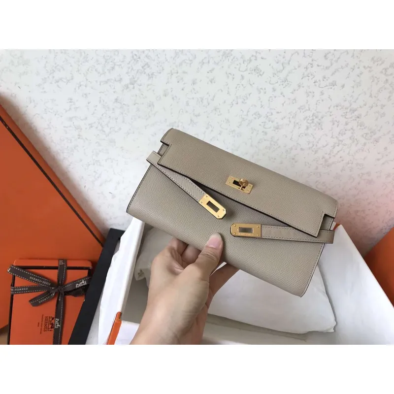 Kelly Classic Dlouhá Peněženka v Šedé Epsom Kůži