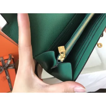 Kelly Classic Dlouhá Peněženka v Malachitové Epsom Kůži