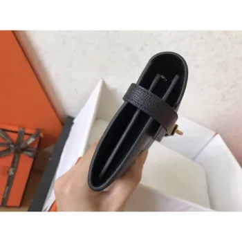 Kelly Classic Dlouhá Peněženka v Černé Epsom Kůži