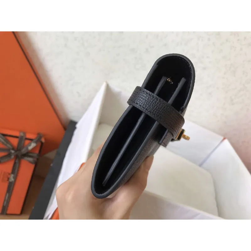 Kelly Classic Dlouhá Peněženka v Černé Epsom Kůži