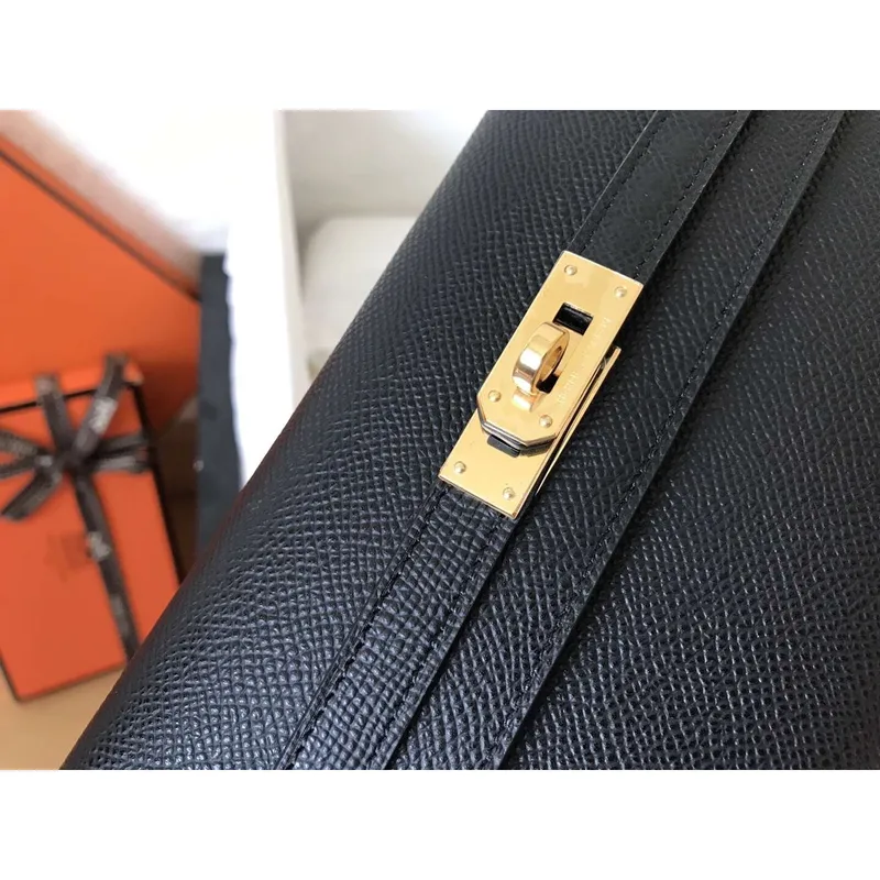 Kelly Classic Dlouhá Peněženka v Černé Epsom Kůži