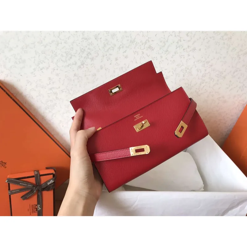 Kelly Classic Dlouhá Peněženka v Červené Epsom Kůži