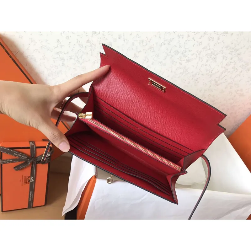 Kelly Classic Dlouhá Peněženka v Červené Epsom Kůži