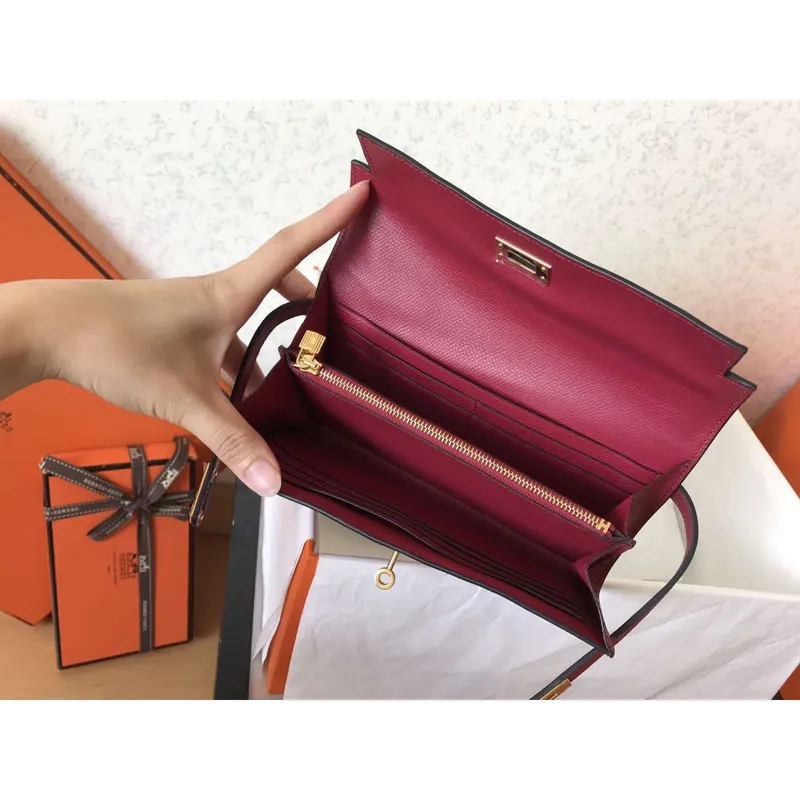 Kelly Classic Dlouhá Peněženka v Rubínové Epsom Kůži