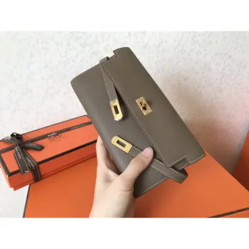 Kelly Classic Dlouhá Peněženka v Taupe Epsom Kůži