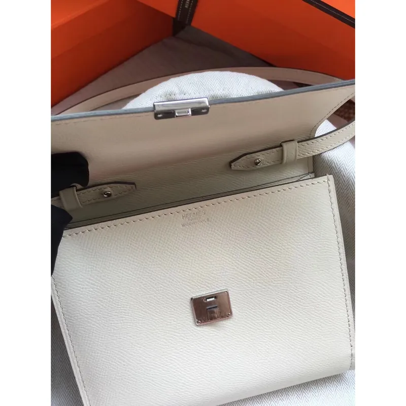 Hermes White Clic 16 Peněženka s Popruhem