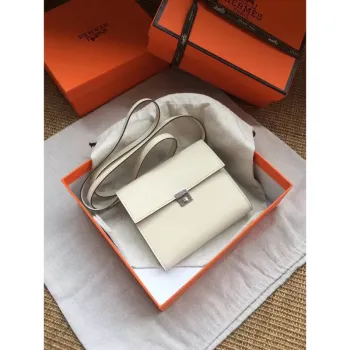 Hermes White Clic 16 Peněženka s Popruhem