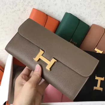 Hermes Taupe Epsom Constance Dlouhá Peněženka