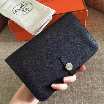 Hermes Black Dogon Duo Kombinovaná Peněženka