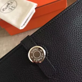 Hermes Black Dogon Duo Kombinovaná Peněženka