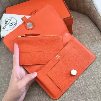 Hermes Orange Dogon Duo Kombinovaná Peněženka