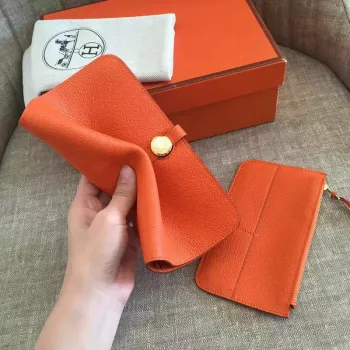 Hermes Orange Dogon Duo Kombinovaná Peněženka