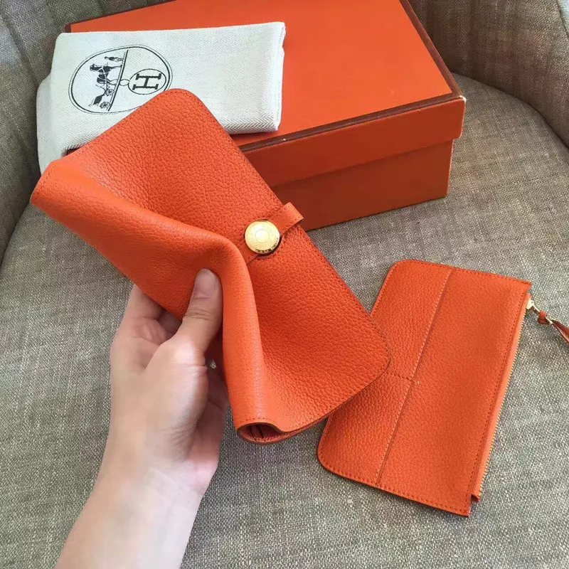 Hermes Orange Dogon Duo Kombinovaná Peněženka