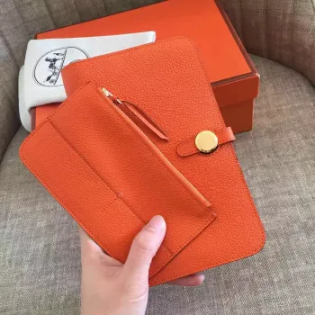Hermes Orange Dogon Duo Kombinovaná Peněženka