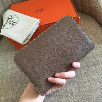 Hermes Taupe Grey Dogon Duo Kombinovaná Peněženka