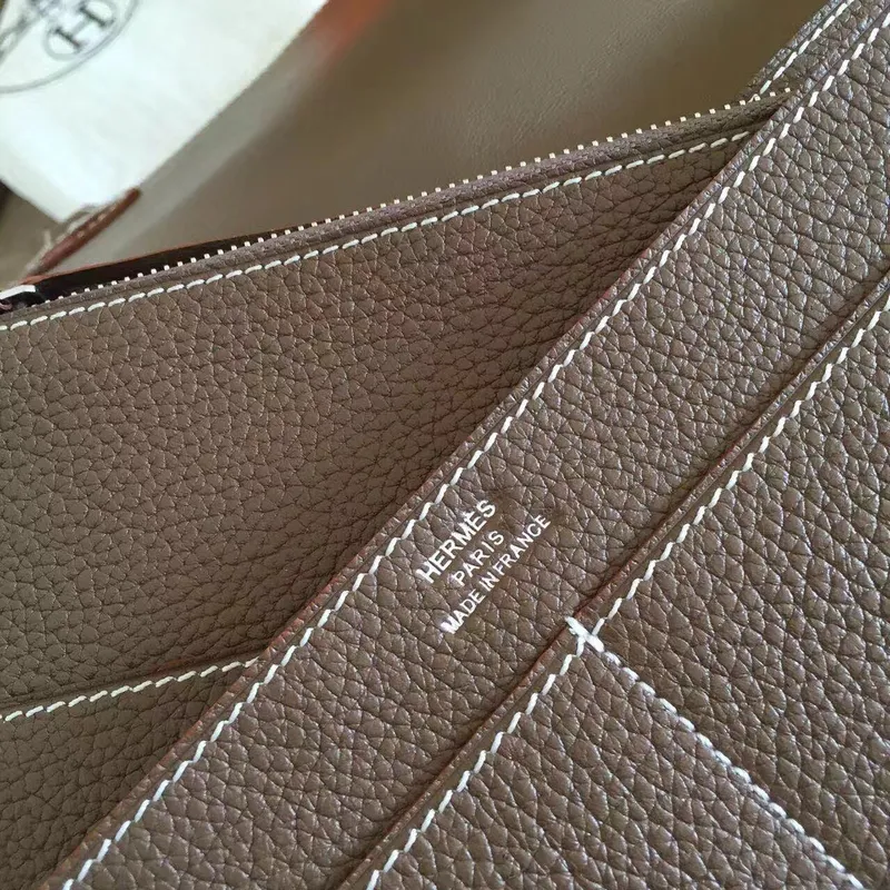 Hermes Taupe Grey Dogon Duo Kombinovaná Peněženka