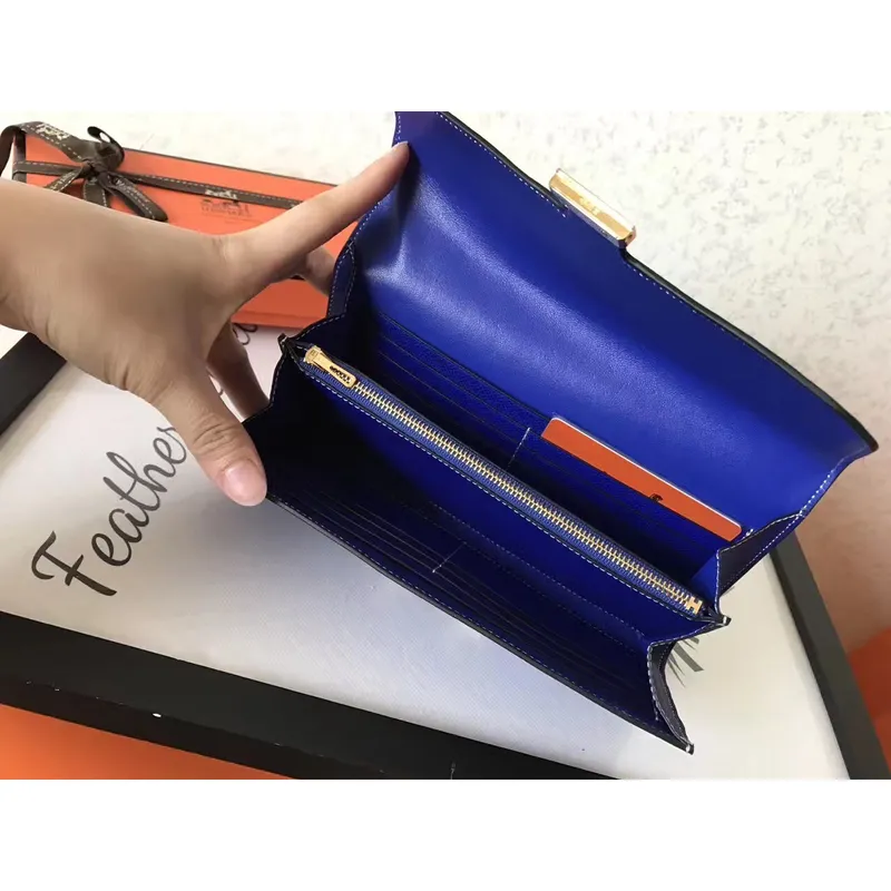Hermes Blue Electric Epsom Constance Dlouhá Peněženka