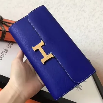 Hermes Blue Electric Epsom Constance Dlouhá Peněženka