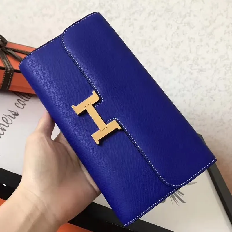 Hermes Blue Electric Epsom Constance Dlouhá Peněženka