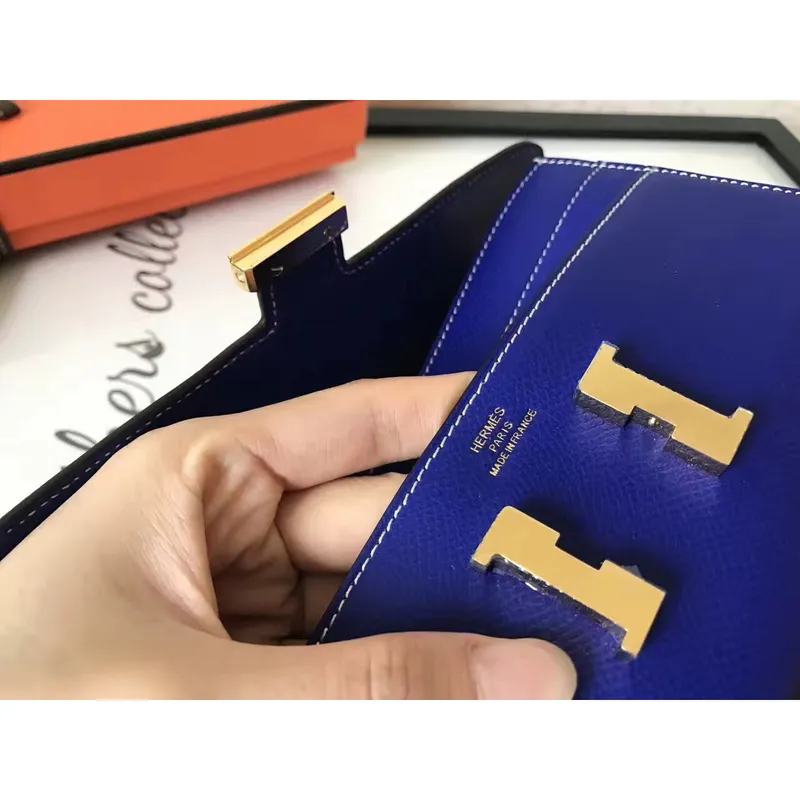 Hermes Blue Electric Epsom Constance Dlouhá Peněženka