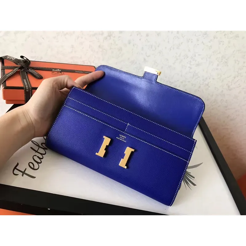 Hermes Blue Electric Epsom Constance Dlouhá Peněženka