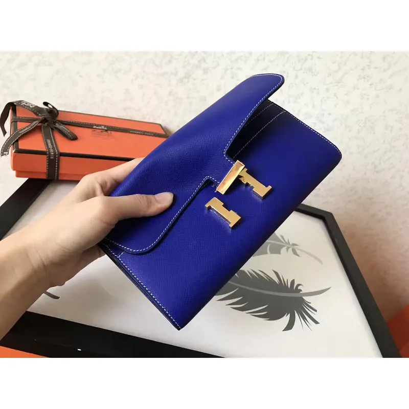 Hermes Blue Electric Epsom Constance Dlouhá Peněženka