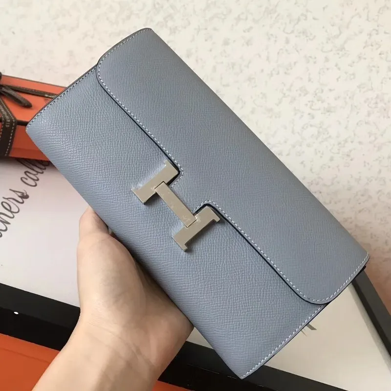 Hermes Blue Lin Epsom Constance Dlouhá Peněženka