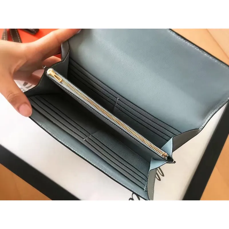 Hermes Blue Lin Epsom Constance Dlouhá Peněženka