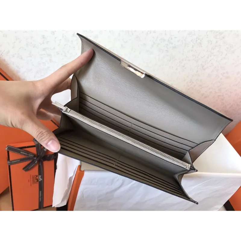 Hermes Grey Epsom Constance Dlouhá Peněženka