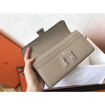 Hermes Grey Epsom Constance Dlouhá Peněženka